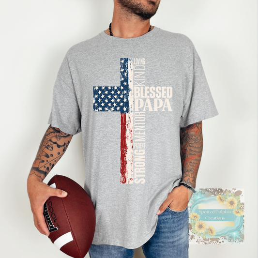 Patriotic Blessed Papa Distressed