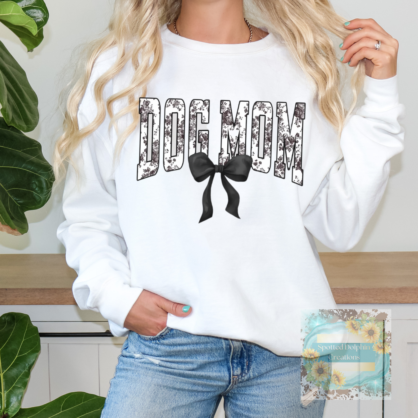 Dog Mom Lace w/Patterned Bow