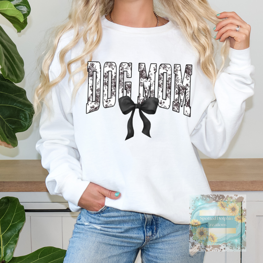 Dog Mom Lace w/Patterned Bow