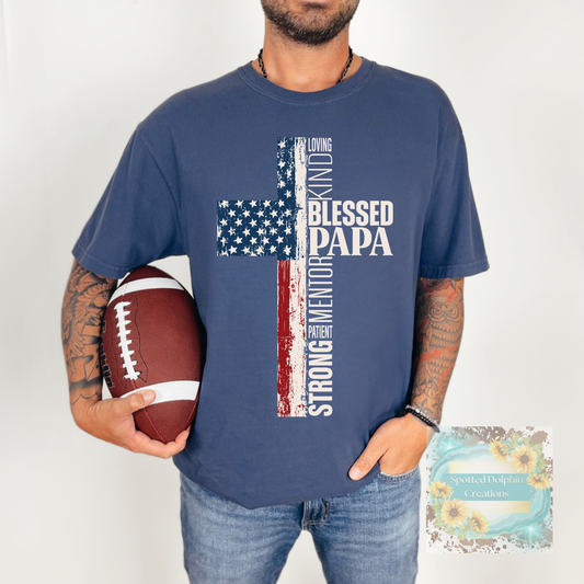 Patriotic Blessed Papa Distressed