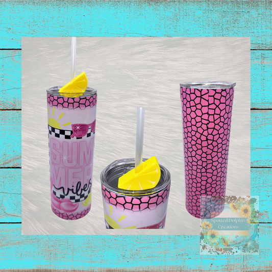Pink Lemon Bliss Tumbler w/Topper