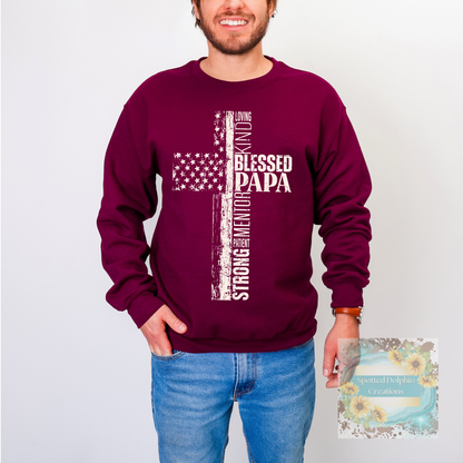 Patriotic Blessed Papa White Distressed